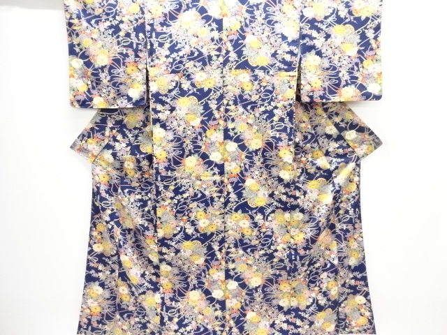 Komon Kimono with Flower and Carriage Pattern